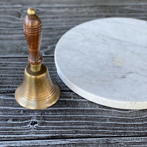 Vintage Handcrafted Brass Hand-Bell Wooden Handle - Picture 6 of 6